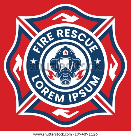 fire rescue  logo with firefighter silhouette wearing mask for academy dan company logo