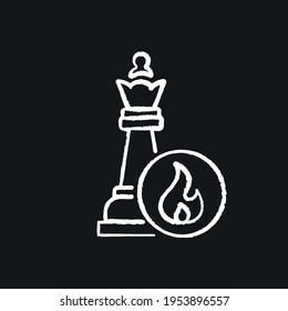 Fire rescue strategy chalk icon. Firefighters. Rescue service. Thin line customizable illustration. Contour symbol. Vector isolated outline drawing.