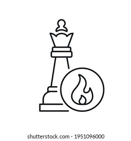 fire rescue strategy linear icon. Firefighters. Chess. Rescue service. Thin line customizable illustration. Contour symbol. Vector isolated outline drawing. Editable stroke