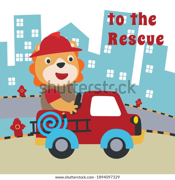 Fire\
rescue team with funny firefighter, vector cartoon, Creative vector\
childish background for fabric, textile, nursery wallpaper, poster,\
card, brochure. vector illustration\
background.