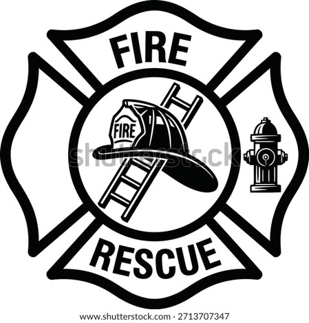 Fire rescue typography with helmet and axes for firefighter badge design, emergency safety service emblem, brave hero symbol and isolated on transparent graphic illustration