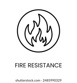 Fire resistance line vector icon with editable stroke.