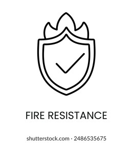 Fire resistance line vector icon with editable stroke