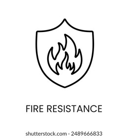 Fire resistance line vector icon with editable stroke.