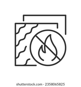 Fire resistant building materials, linear icon. Insulation, heat insulation. Line with editable stroke