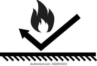 Fire resistant coating icon. Fire safety sign. Fire-resistant materials symbol. Non-flammable chemicals logo. flat style.