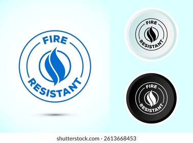 Fire resistant icon design illustration, Fire flame protection sign symbol in color black and white