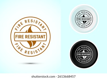 Fire resistant icon design illustration, Fire flame protection sign symbol in color black and white