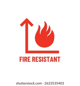 Ícone resistente ao fogo ou rótulo resistente ao fogo isolado no fundo branco.