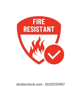 Ícone resistente ao fogo ou rótulo resistente ao fogo isolado no fundo branco.
