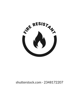 Fire Resistant Icon or Fire Resistant Label Vector Isolated. Flame protection. Vector fire shield. Vector shield icon. Protection icon. Fire resistant vector icon. Flame resistant sign.