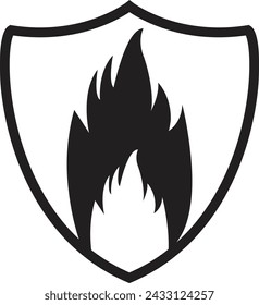 Icono resistente al fuego, Protección contra incendios, escudo contra incendios, Icono de seguridad contra incendios, sistema de extinción, Prevenir señal