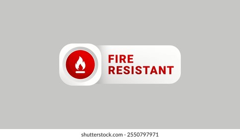 Rótulo resistente ao fogo ou vetor de elemento de design resistente ao fogo. Proteção contra incêndios. Escudo de proteção contra incêndios vetorial Ícone de escudo vetorial. Ícone de vetor de segurança. Ícone Proteção. Sinal de chama.