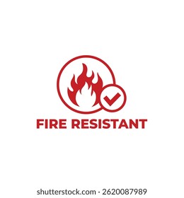 Fire resistant sign isolated on white background.