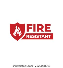 Fire resistant sign isolated on white background.