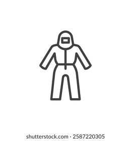 Fire Resistant Suit line icon. linear style sign for mobile concept and web design. Fire protection coverall outline vector icon. Symbol, logo illustration. Vector graphics