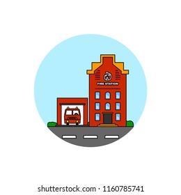 Fire resque building cityscape icon.