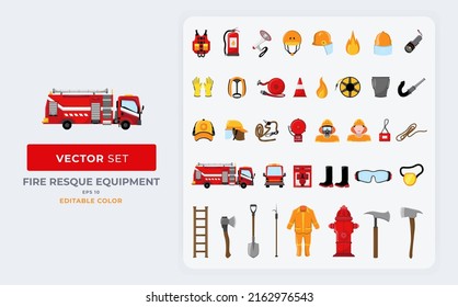 Fire Resque Equipment Vector Illustration. Color Editable Eps 10.