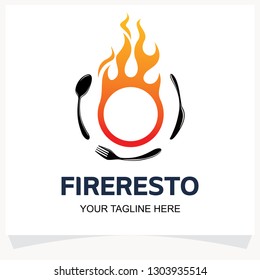Fire Restaurant Logo Design Template Inspiration