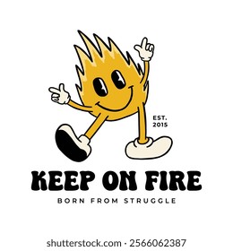 fire retro cartoon character illustration