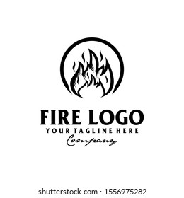 Fire retro minimalist logo design inspiration