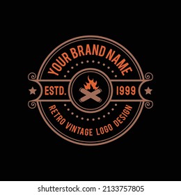 Fire retro vintage logo template 