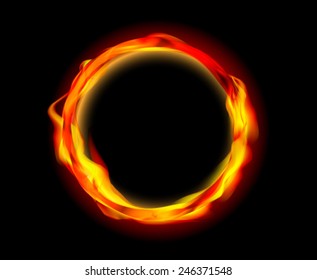 Fire Ring Circle Frame In Flames  Vector 