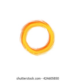 Fire ring. Flaming sun. Vector illustration. Unusual sun logo.