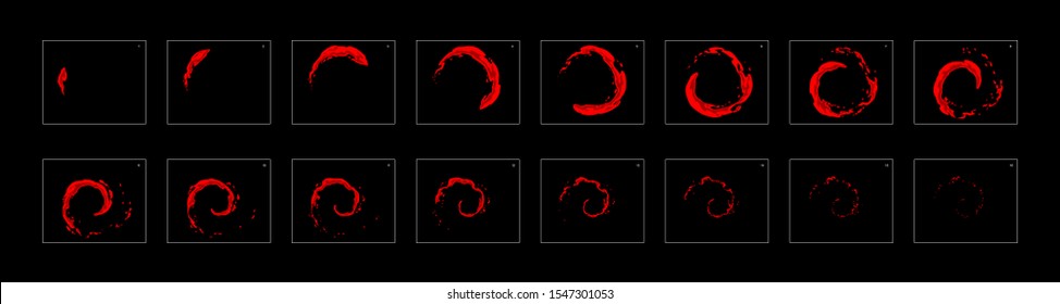 fire ring loop effect sprite sheet or animation frames. frame by frame classic animation for cartoon, mobile games, motion graphic or animation.