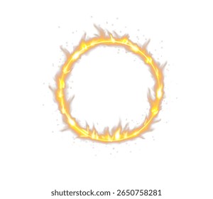 Fire Ring PNG. Burning Circle of Flames with Glowing Heat Effect and Fiery Frame for Hot Background, Energy Concept, or Dramatic Element in Design and Illustration