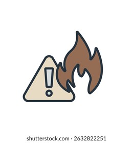 Iconos de riesgo de incendio aislados sobre fondo blanco. Diseño de estilo plano