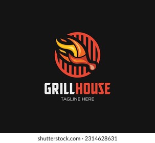 fire, roast, house, spoon, fork, flame, barbecue, bbq, grill logo vectors, simple, minimal logo