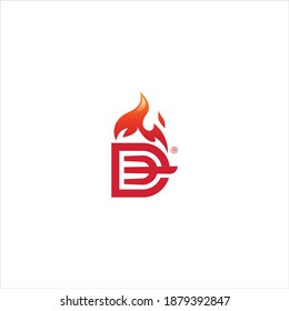 fire roasted letter D logo concept for food business