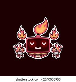 Fire Robotic sticker vector design