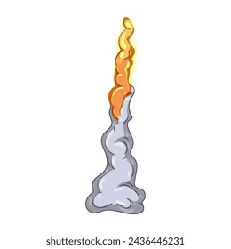 caricatura de humo de lanzamiento de cohetes de fuego. llama apagado, jet ship, toma el signo de humo de lanzamiento de cohetes de fuego espacial. símbolo aislado ilustración vectorial