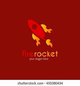 Fire Rocket Logo Design Template. Vector Illustration.