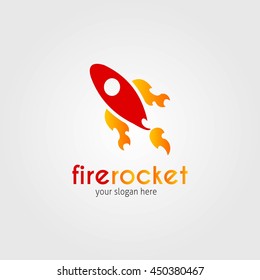 Fire Rocket Logo Design Template. Vector Illustration.