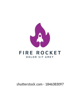 fire and rocket negative space logo design