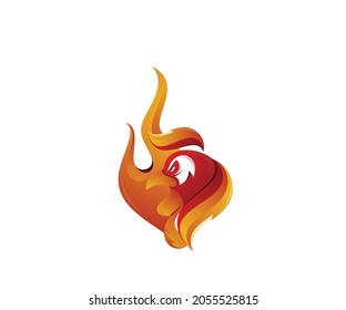 fire rooster animal logo design template