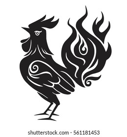 Fire Rooster Chinese New Year Black and White Symbol 2017 