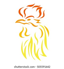 Fire rooster head vector illustration