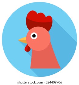 Fire Rooster icon .Chinese new year 2017. Flat design style modern vector illustration. Isolated on stylish color background. Flat long shadow icon. Elements in flat design.