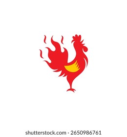 Vetor de design de logotipo de galo de fogo