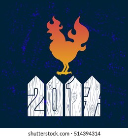 Fire Rooster logo silhouette on blue background.