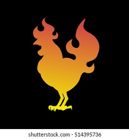 Fire Rooster logo silhouette on a black background.