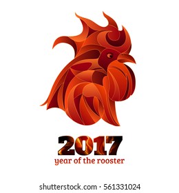 Fire rooster, red cock - traditional symbol of 2017 by oriental calendar, chinese new year vector illustration