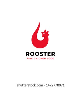 Fire rooster simple logo design flame chicken vector illustration