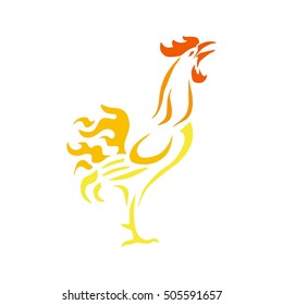 Fire rooster stand vector illustration