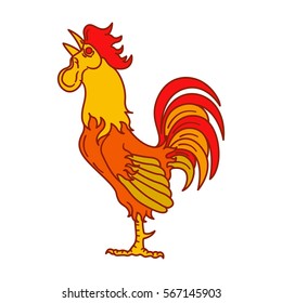 Fire rooster stand vector illustration