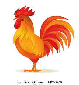 Fire Rooster - symbol of Chinese New Year 2017. isolated on white background. Vector illustration.